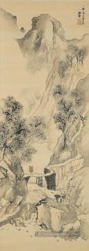 paysage avec un voyageur solitaire 1780 Yosa Buson japonais Peinture à l'huile